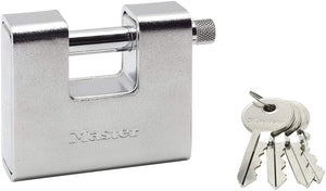Master Lock 680EURD Cadenas Rectangulaire en Zinc à Clé, Gris, 8 x 9,5 x 2,9 cm