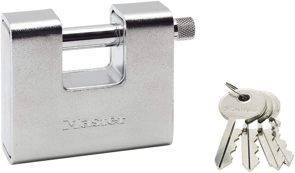 Master Lock 680EURD Cadenas Rectangulaire en Zinc à Clé, Gris, 8 x 9,5 x 2,9 cm