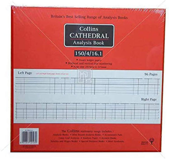Collins Cathedral Livre danalyse 150 Série 4 Debit 16 Credit 96 Pages 297 x 315mm - 150/4/16.1 4 colonnes de débit et 16 colonnes de crédit