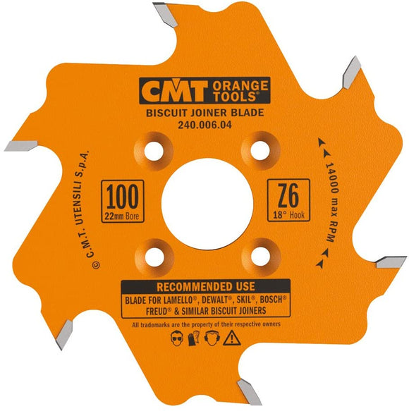 CMT 240.006.04 Biscuit cannelé Lame, 10,2 cm de diamètre x 6 dents, revêtement PTFE.