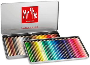 Caran dAche Supracolor Soft Lot de 80 crayons en coffret métal Couleurs assorties