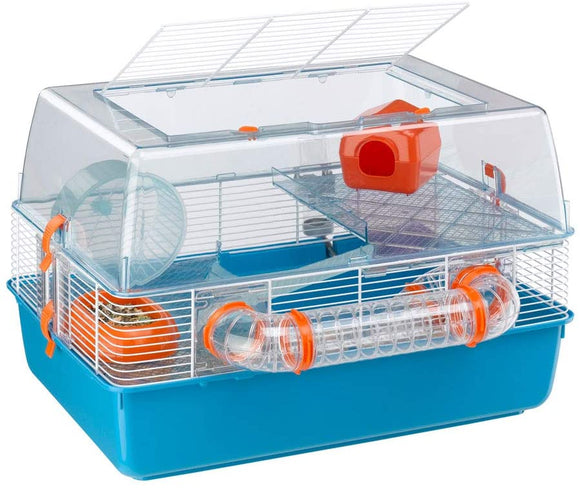 Ferplast Cage Spacieuse en Plastique pour Hamsters Duna Fun Cage pour Petits Animaux Trois Étages, Dessus et Côtés avec Grille DAération,55 X 47 X H 37,5 cm