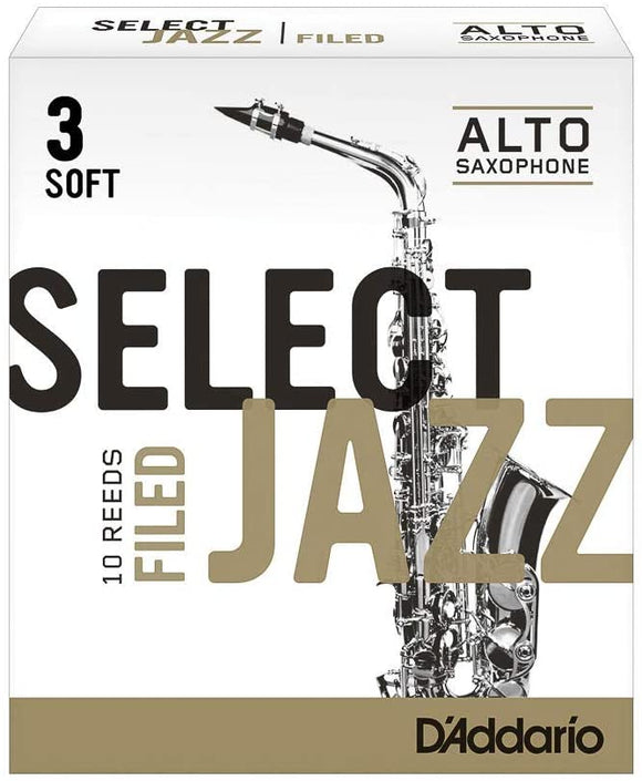 Rico Anches sélectionnées Rico Jazz pour saxophone alto, coupe à la française, force 3-Soft, pack de 10