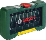 Bosch 15 pièces Ensemble de fraises au carbure (pour le bois, emmanchement Ø 8 mm, accessoires fraise dencastrement)