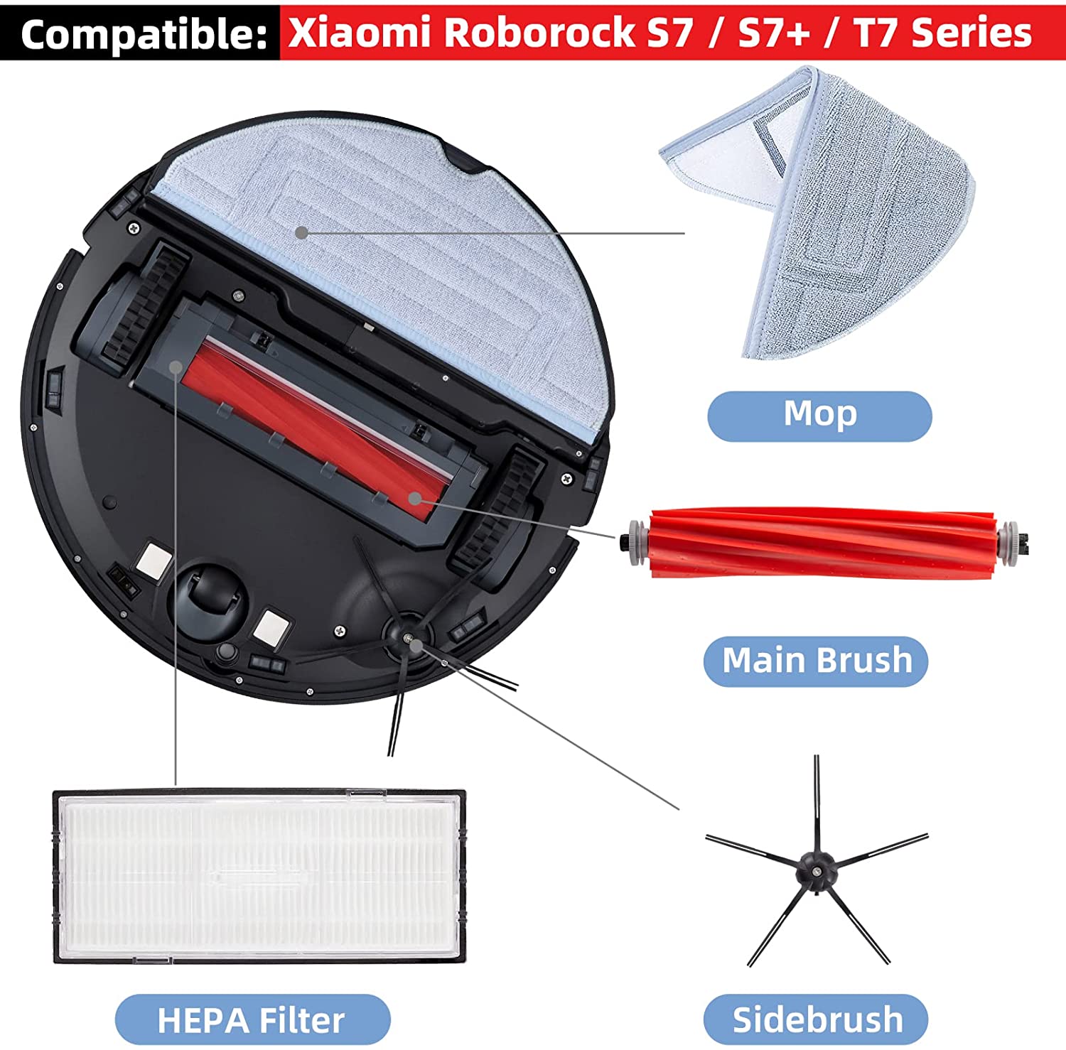 Chiffons de Nettoyage en Microfibre pour Roborock S7 S7 Plus T7 T7