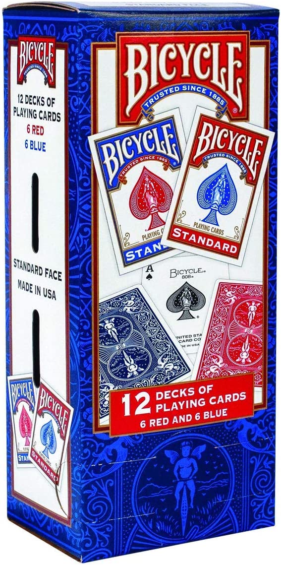 Bicycle Lot de 12 jeux de cartes standard bleu et rouge par US Playing Cards Company - Version Anglaise