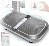 Sportstech 3D Vibration Plate VP300 | Mega Fat Burner + 5 Bandes de Fitness supplémentaires | Vaste Surface + Double Moteur très Silencieux + Bluetooth + Télécommande | Fitness Training at Home Argent