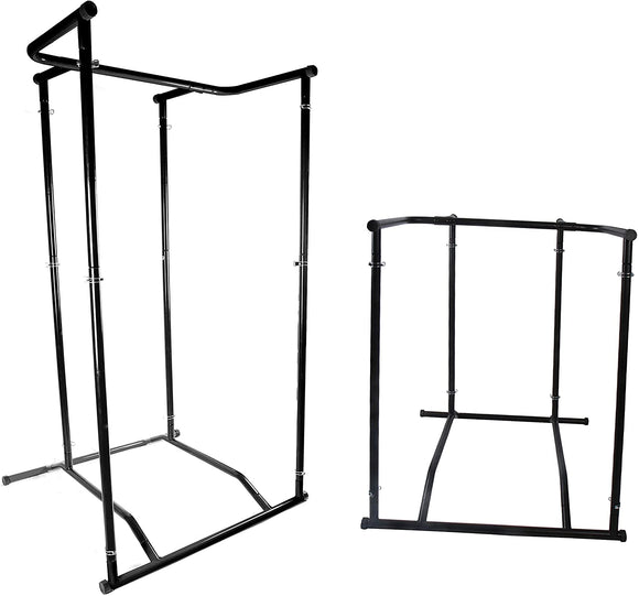 CCLIFE Pull Up Barre de Traction Portable Multifonction - Chaise Romaine Musculation Ajustable - Station de Barre à Dips - Couleur: Rouge et Noir Noir 02