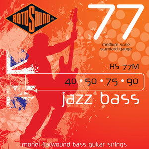Rotosound Jazz Bass Jeu de cordes pour basse Monel Filet plat Tirant medium (40 50 75 90)