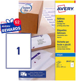 Avery Réf J8167 Étiquettes adresse Jet dencre Blanc 199,6 mm x 289,1 mm 100 étiquettes (1 par feuille) (Import Royaume Uni)